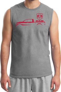 Red Dodge Ram Silhouette Muscle Shirt