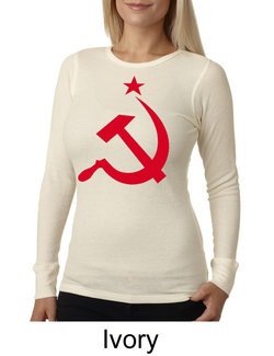 Russian Shirt Hammer and Sickle Red Print Ladies Thermal Shirt