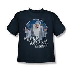 Santa Clause Shirt Kids Winter Warlock Navy T-Shirt