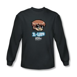 Scott Pilgrim Vs. The World Shirt 1 Up Long Sleeve Charcoal Tee T-Shirt