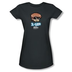 Scott Pilgrim Vs. The World Shirt Juniors 1 Up Charcoal Tee T-Shirt