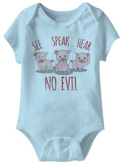 Click to get See Speak Hear No Evil Funny Baby Romper Blue Infant Babies Creeper