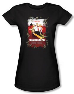 Shaun Of The Dead Juniors T-shirt Movie Poster Black Tee Shirt