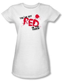 Shaun Of The Dead Juniors T-shirt Movie Red On You White Tee Shirt