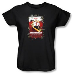 Shaun Of The Dead Ladies T-shirt Movie Poster Black Tee Shirt