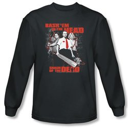 Shaun Of The Dead T-shirt Bash Em Adult Charcoal Long Sleeve Tee Shirt