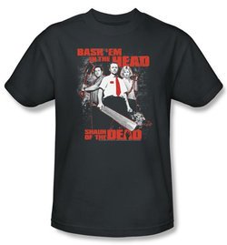 Shaun Of The Dead T-shirt Movie Bash Em Adult Charcoal Tee Shirt