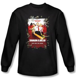 Shaun Of The Dead T-shirt Movie Poster Adult Black Long Sleeve Shirt