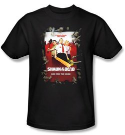 Shaun Of The Dead T-shirt Movie Poster Adult Black Tee Shirt
