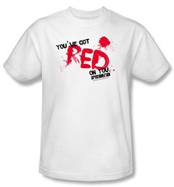 Shaun Of The Dead T-shirt Movie Red On You Adult White Tee Shirt