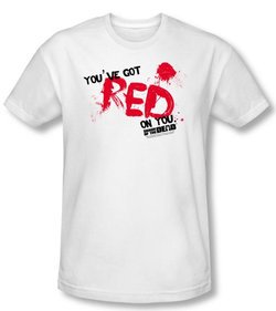 Shaun Of The Dead T-shirt Red On You Adult White Slim Fit Tee Shirt