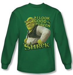 Shrek Shirt Looking Good Long Sleeve Kelly Green Tee T-Shirt