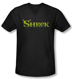 Shrek Shirt Slim Fit V Neck Logo Black Tee T-Shirt