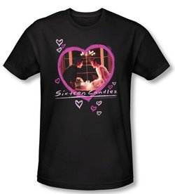 Sixteen Candles T-shirt Movie Candles Adult Black Slim Fit Tee Shirt