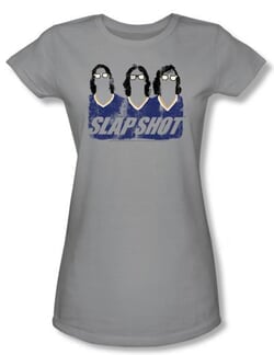Click to get Slap Shot Juniors Tshirt Hockey Movie Brothers Silver Tee Shirt