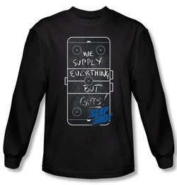 Slap Shot T-shirt Hockey Chalkboard Adult Black Long Sleeve Tee Shirt