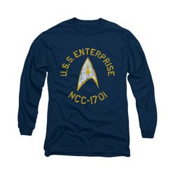 Star Trek Shirt Distressed NCC-1701 Long Sleeve Navy Tee T-Shirt