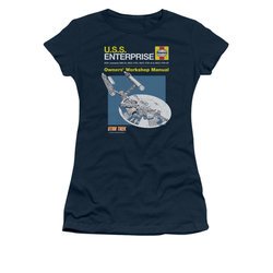 Star Trek Shirt Juniors Enterprise Manual Navy T-Shirt