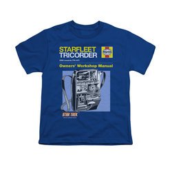 Star Trek Shirt Kids Tricorder Manual Royal Blue T-Shirt