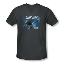 Star Trek Shirt Slim Fit V-Neck Final Frontier Charcoal T-Shirt