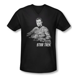 Star Trek Shirt Slim Fit V-Neck Kirk Words Black T-Shirt