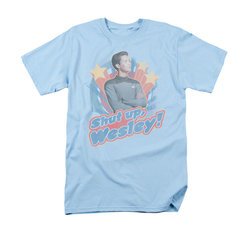 Star Trek - The Next Generation Shirt Shut Up Wesley Adult Light Blue Tee T-Shirt