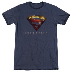 Supergirl Logo Glare Navy Blue Ringer Shirt