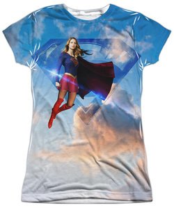 Supergirl Shirt In The Sky Sublimation Juniors Shirt Front/Back Print