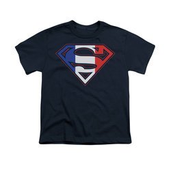 Superman Shirt Kids French Shield Navy T-Shirt