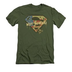 Superman Shirt Slim Fit Not Afraid Olive T-Shirt