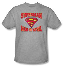 Superman T-shirt Man Of Steel Jersey Adult Heather Gray Tee Shirt