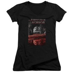The Amityville Horror Juniors V Neck Shirt Cold Red Black T-Shirt