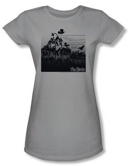 The Birds Juniors T-shirt Movie Evil Silver Tee Shirt