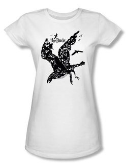 The Birds Juniors T-shirt Movie Title White Tee Shirt