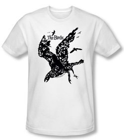 The Birds Slim Fit T-shirt Movie Title White Tee Shirt