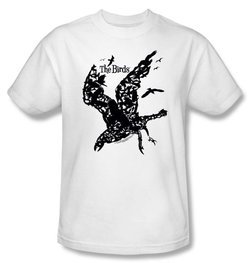 The Birds T-shirt Movie Title Adult White Tee Shirt