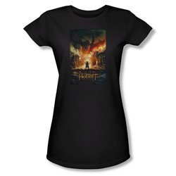 The Hobbit Battle Of The Five Armies Shirt Juniors Smaug Poster Black Tee T-Shirt