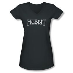 The Hobbit Battle Of The Five Armies Shirt Juniors V Neck Ornate Logo Charcoal Tee T-Shirt