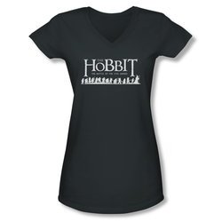 The Hobbit Battle Of The Five Armies Shirt Juniors V Neck Walking Logo Charcoal Tee T-Shirt