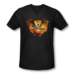 The Hobbit Battle Of The Five Armies Shirt Slim Fit V Neck Reign In Flame Black Tee T-Shirt