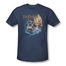 The Hobbit Desolation Of Smaug Shirt Barreling Down Adult Heather Navy Tee T-Shirt