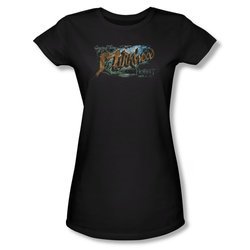 The Hobbit Desolation Of Smaug Shirt Juniors Greetings From Mirkwood Black Tee T-Shirt