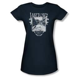 The Hobbit Desolation Of Smaug Shirt Juniors Laketown Simple Navy Tee T-Shirt