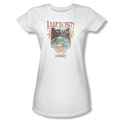 The Hobbit Desolation Of Smaug Shirt Juniors Laketown White Tee T-Shirt