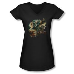 The Hobbit Desolation Of Smaug Shirt Juniors V Neck Baddies Black Tee T-Shirt