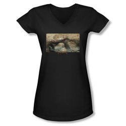 The Hobbit Desolation Of Smaug Shirt Juniors V Neck Epic Journey Black Tee T-Shirt