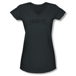 The Hobbit Desolation Of Smaug Shirt Juniors V Neck Ornate Logo Charcoal Tee T-Shirt