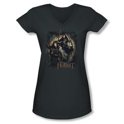 The Hobbit Desolation Of Smaug Shirt Juniors V Neck Weapons Drawn Charcoal Tee T-Shirt