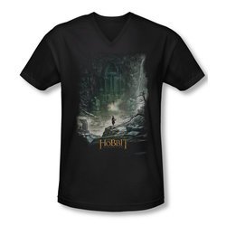 The Hobbit Desolation Of Smaug Shirt Slim Fit V Neck At Smaug's Door Black Tee T-Shirt