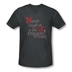 The Hobbit Desolation Of Smaug Shirt Slim Fit V Neck Never Laugh Charcoal Tee T-Shirt